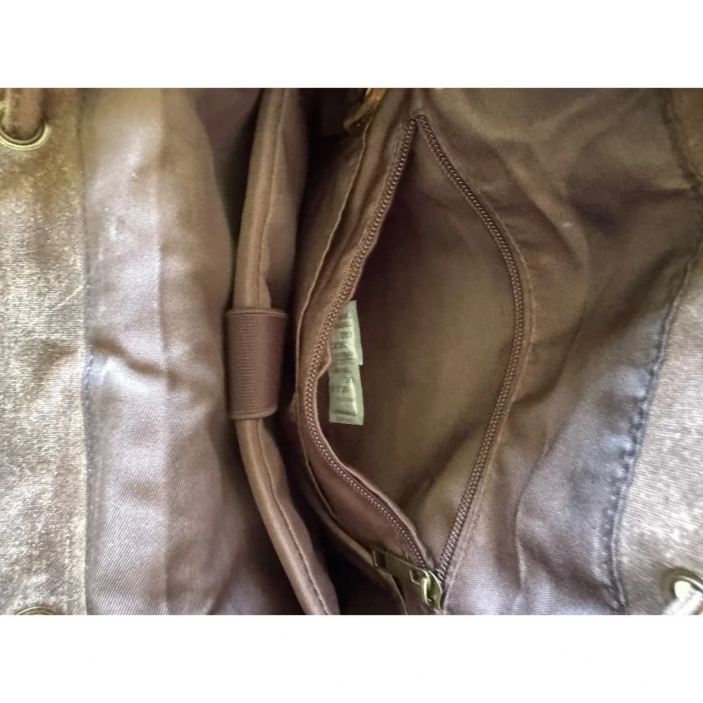 Vintage Style Waxed Canvas Leather Rucksack Backpack Buckle Flap Unisex